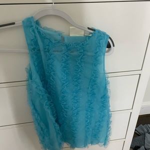 Anthropology ruffle blue shirt